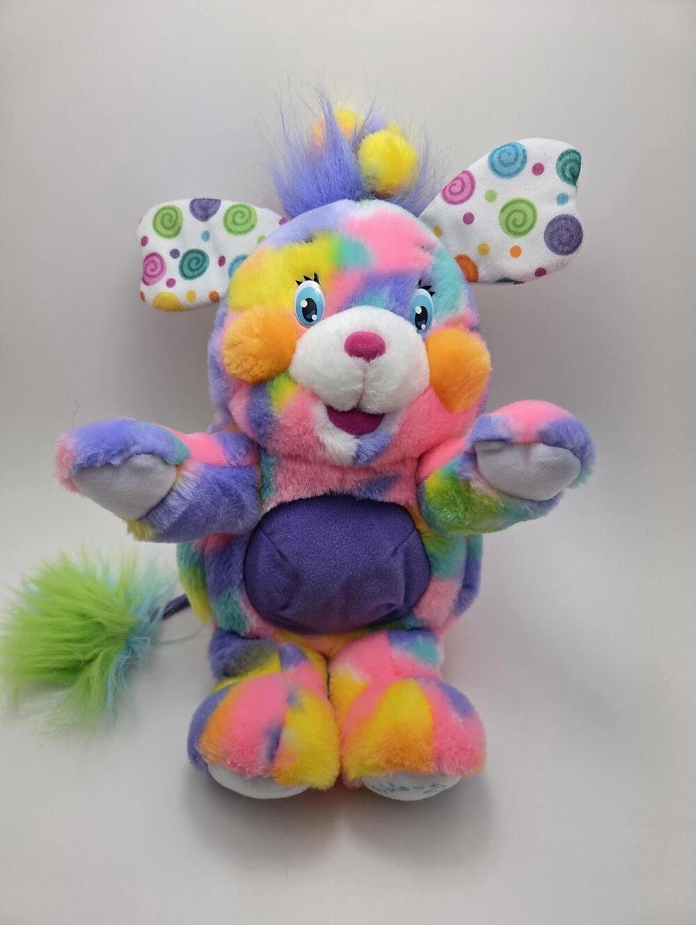Vintage 2001 Popples Pixie Doodle Plush Pink Tie Dye Toy Rare (10 inch)